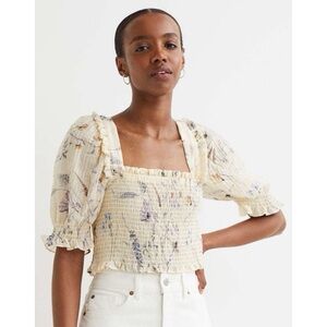 H&M-Floral Cream Women's Top-Size Small
